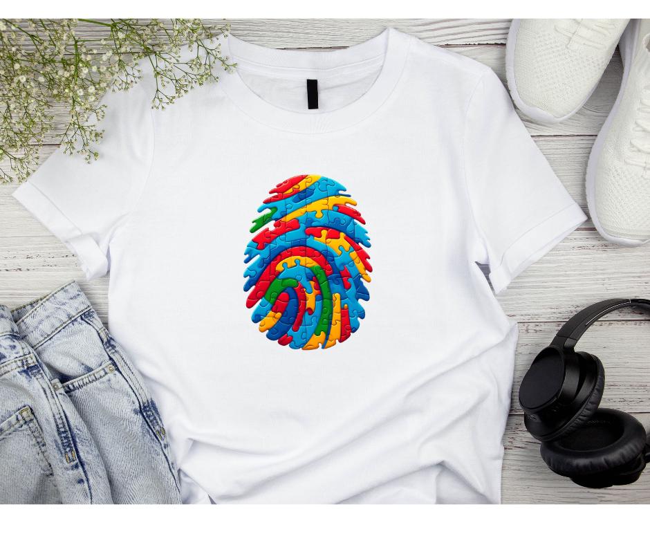 Autism Fingerprint T-Shirt-Endor's Custom Labs