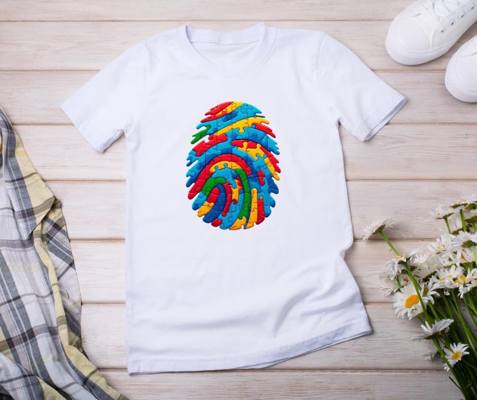 Autism Fingerprint T-Shirt-Endor's Custom Labs