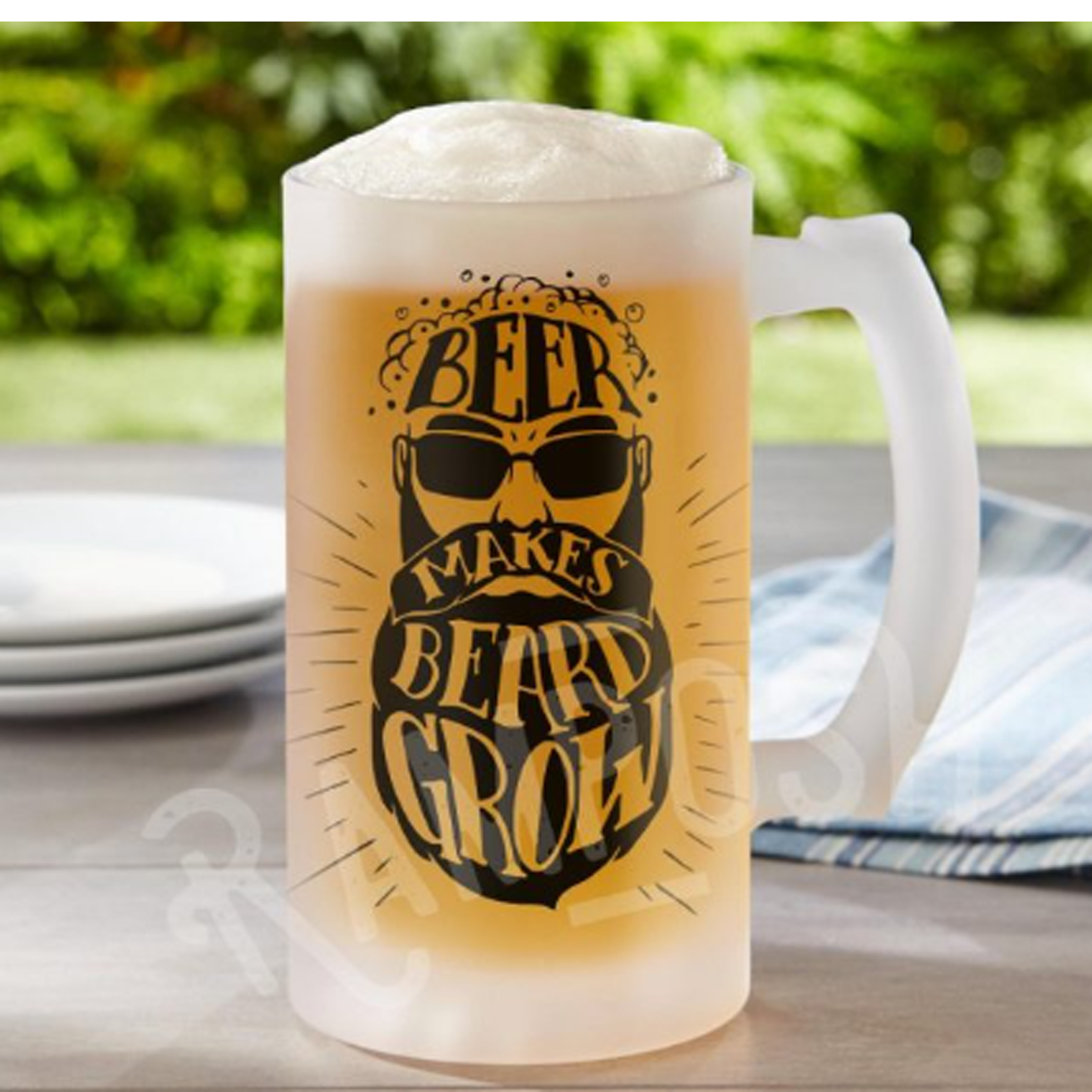 Custom Frosted Glass Stein – Personalized Sublimation Drinkware