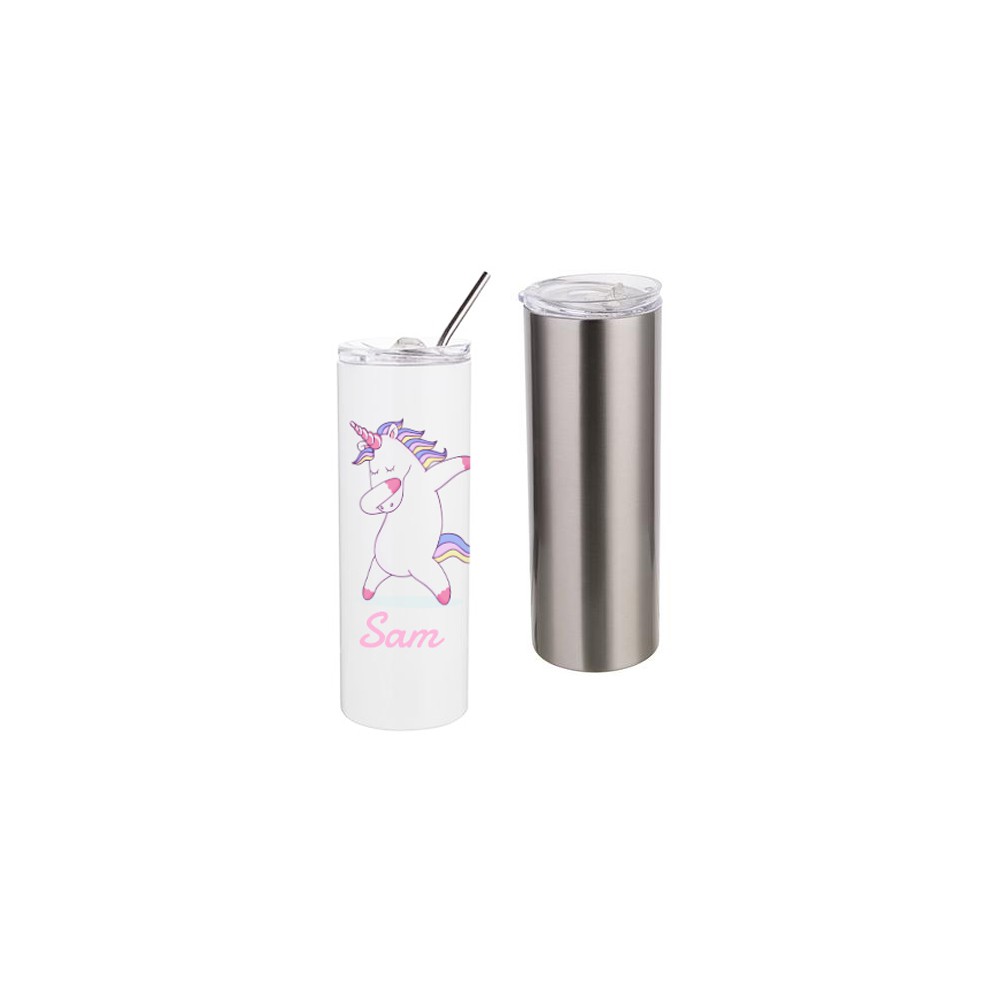 20oz Straight Stainless Steel Tumbler with Straw and Lid