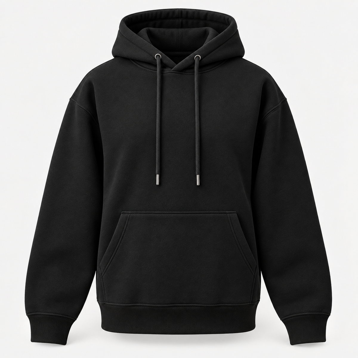 Black heavyweight hoodie by Endor's Custom Labs, front view