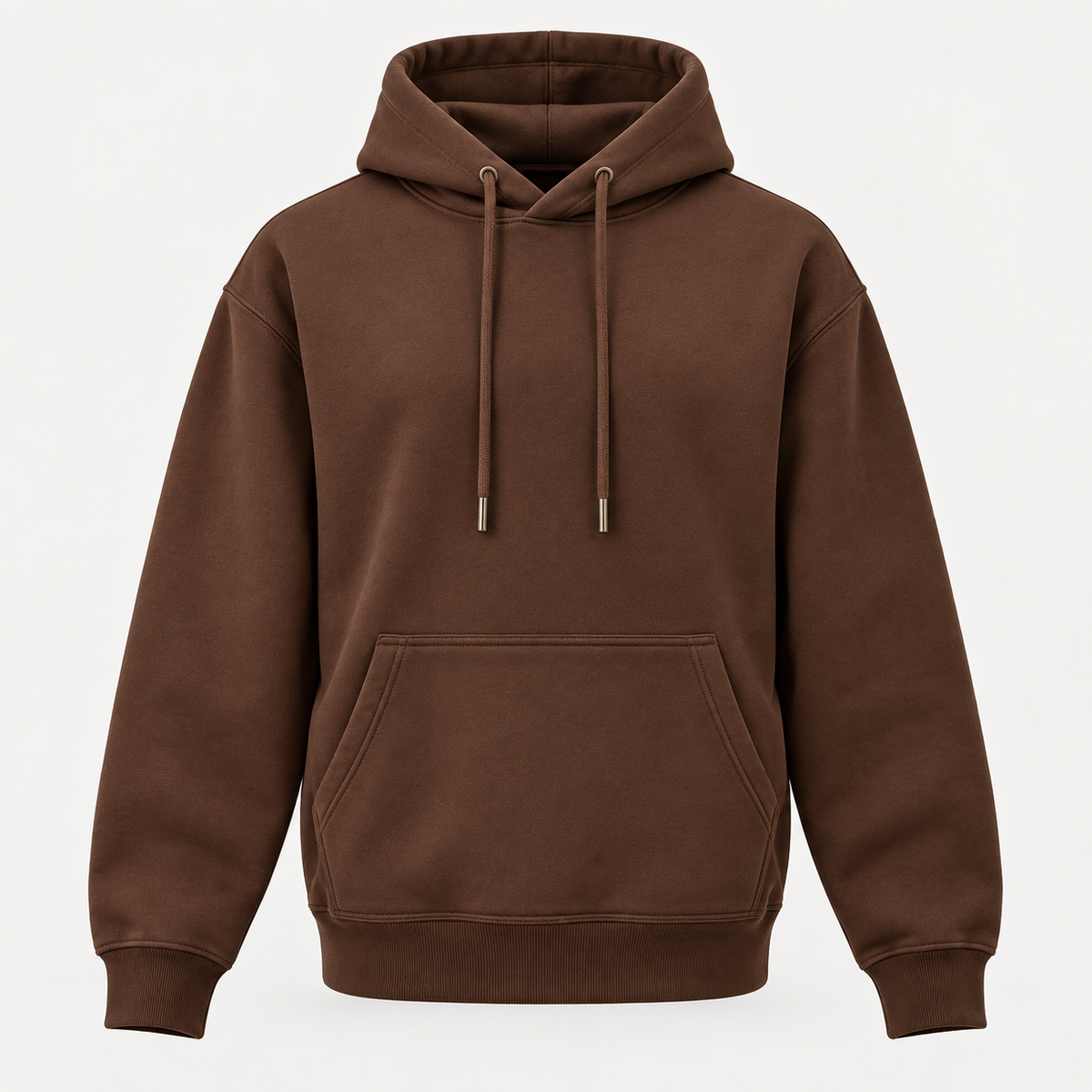 Brown heavyweight hoodie by Endor's Custom Labs, front view